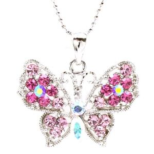 Crystal Butterfly Pendant Necklace